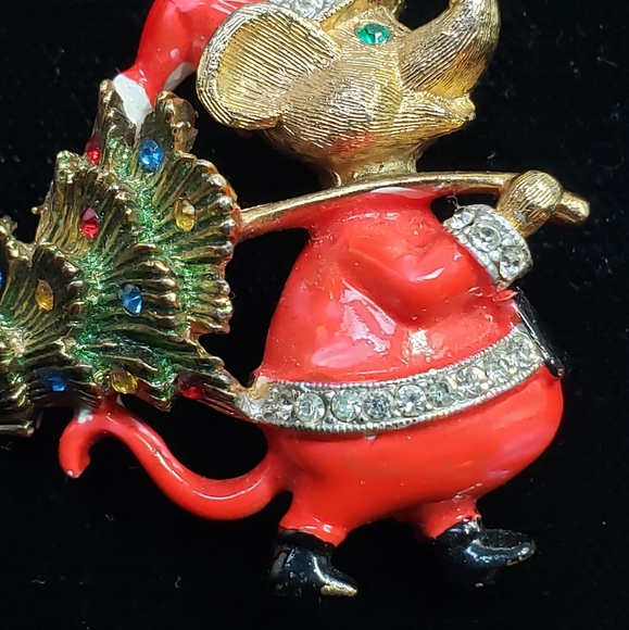 Vtg JJ (Jonette) mouse w/Christmas tree - Picture 3 of 6